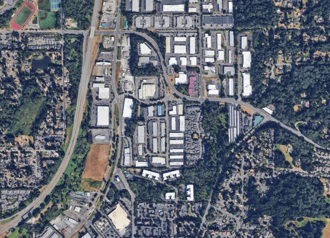 Aerial view of Flow Control Building in Woodinville, Washington